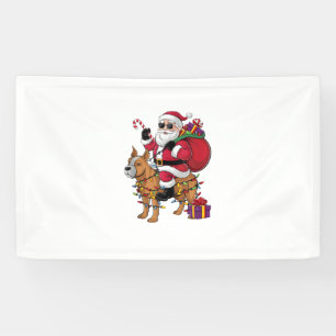 Funny Santa Riding Staffordshire Bull Terrier Dog Banner