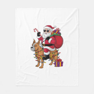 Funny Santa Riding Staffordshire Bull Terrier Dog Fleece Blanket