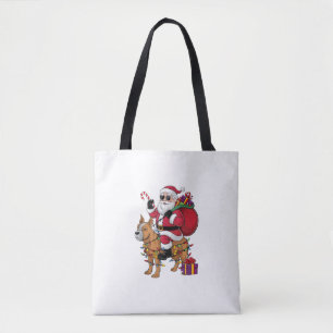 Funny Santa Riding Staffordshire Bull Terrier Dog  Tote Bag