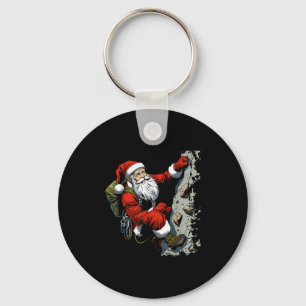 Funny Santa Rock Climbing Christmas Xmas Boulderin Keychain