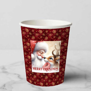 Funny Santa Rudolph Cartoon Christmas Paper Drink  Paper Cups