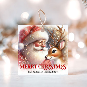 Funny Santa Rudolph Christmas Gift Tag for Kids