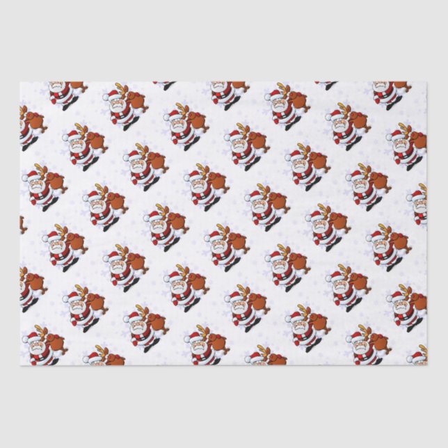 Funny Santa & Rudolph Holiday Tissue Paper (Front)