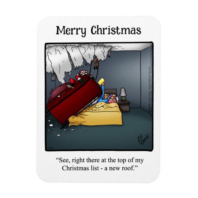 Funny Santa’s Roof Gift Humour Magnet Gift (Vertical)