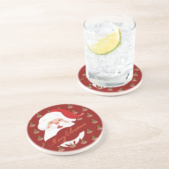 Funny Santa - Sandstone Coaster (Side)