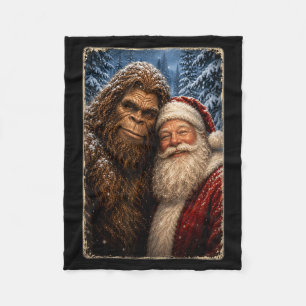 Funny Santa Sasquatch Bigfoot Christmas Fleece Blanket