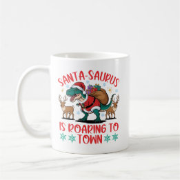 Funny Santa-saurus T-Rex Dinosaur Christmas Coffee Mug