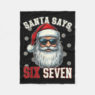 Funny Santa Says Six Seven Christmas 67 Meme Baske Fleece Blanket