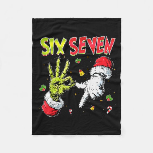 Funny Santa Says Six Seven Christmas 67 Meme Xmas  Fleece Blanket (Front)