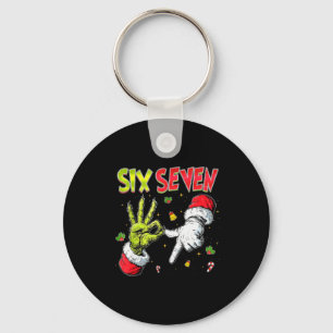Funny Santa Says Six Seven Christmas 67 Meme Xmas Keychain