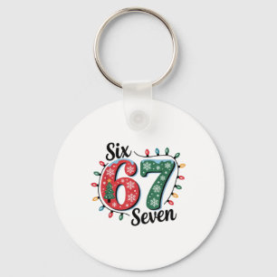 Funny Santa Says Six Seven Christmas 67 Meme Xmas Keychain