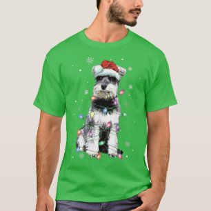 Funny Santa Schnauzer Christmas Lights Tree Dog Lo T-Shirt