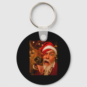 Funny Santa Selfie Reindeer Men Women Kids Christm Keychain