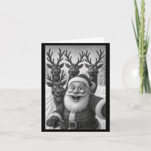 Funny Santa Selfie With Reindeer Christmas Card