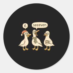 Funny Santa Silly Goose 6 7 Christmas Geese Six Se Classic Round Sticker
