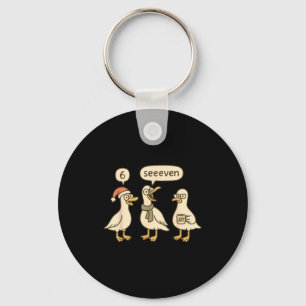 Funny Santa Silly Goose 6 7 Christmas Geese Six Se Keychain