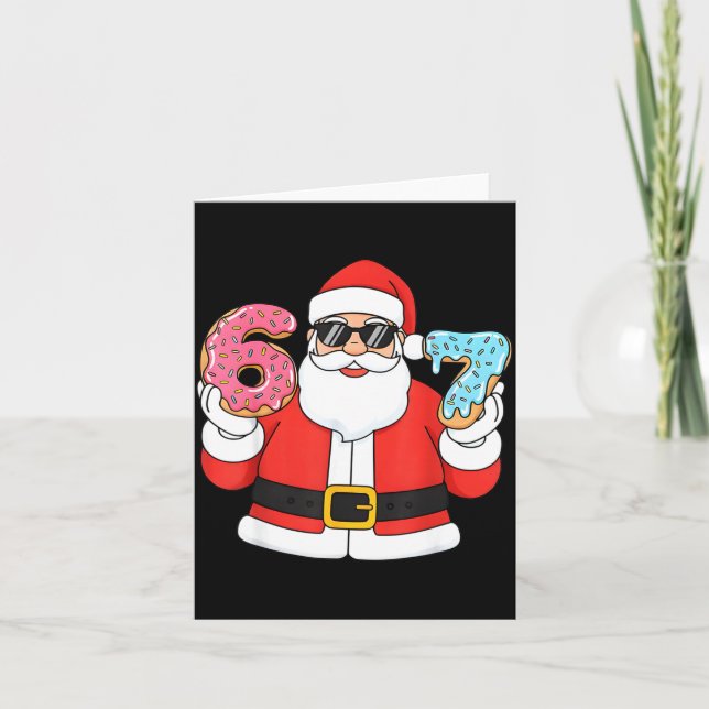 Funny Santa Six Seven 67 Ice Cream Drip Christmas  Card (Front)