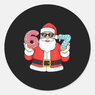 Funny Santa Six Seven 67 Ice Cream Drip Christmas  Classic Round Sticker