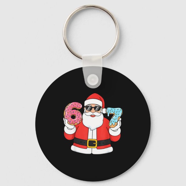 Funny Santa Six Seven 67 Ice Cream Drip Christmas  Keychain (Front)