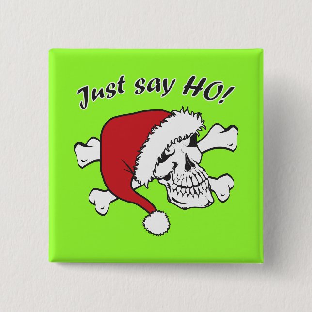 Funny Santa Skull 2 Inch Square Button (Front)