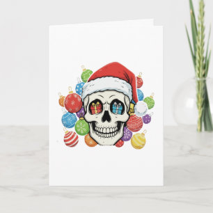 Funny Santa Skull Gothic Christmas Ornaments Card