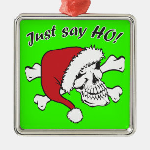 Funny Santa Skull Metal Ornament
