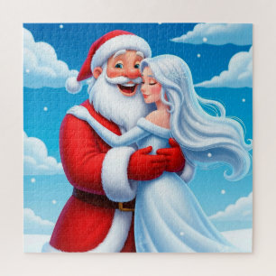 Funny Santa Snow Queen Scene For Holiday Game Nigh Jigsaw Puzzle