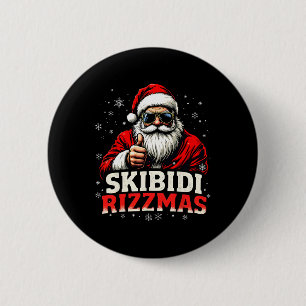 Funny Santa Snowboard Christmas Holiday Skibidi Ri 2 Inch Round Button