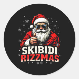 Funny Santa Snowboard Christmas Holiday Skibidi Ri Classic Round Sticker