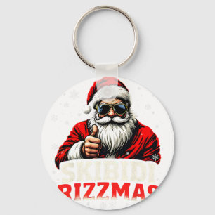 Funny Santa Snowboard Christmas Holiday Skibidi Ri Keychain