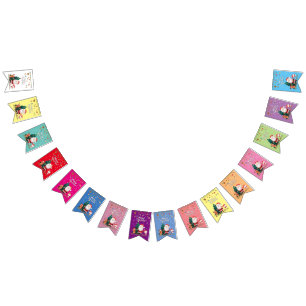 Funny Santa, Snowman, Reindeer Merry Christmas Bunting Flags