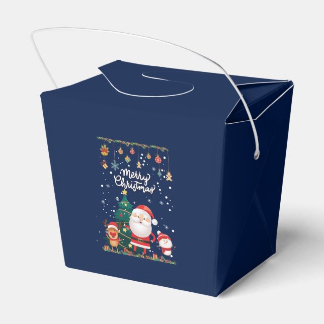 Funny Santa, Snowman, Reindeer Merry Christmas Favor Box (Back Side)