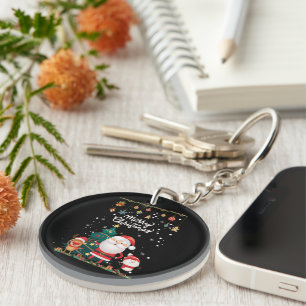 Funny Santa, Snowman, Reindeer Merry Christmas Keychain