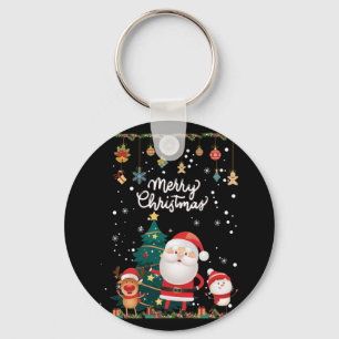 Funny Santa, Snowman, Reindeer Merry Christmas Keychain