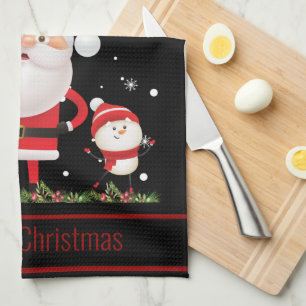 Funny Santa, Snowman, Reindeer Merry Christmas  Kitchen Towel