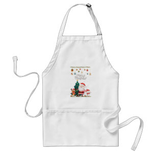 Funny Santa, Snowman, Reindeer Merry Christmas Standard Apron