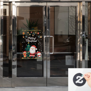 Funny Santa, Snowman, Reindeer Merry Christmas  Window Cling