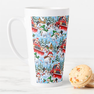 Funny Santa Snowplow Pooping Snowmen Christmas Latte Mug