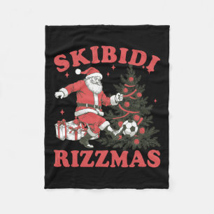 Funny Santa Soccer Skibidi Rizzmas Christmas Tree Fleece Blanket