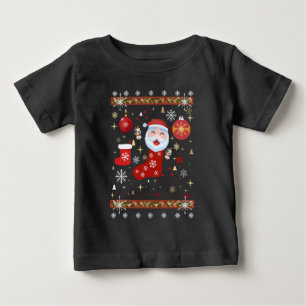 Funny Santa Sock Ornament Christmas T-Shirt