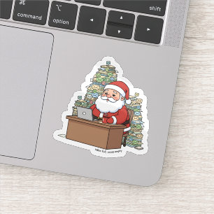 Funny Santa Sticker – “Inbox Full, Cocoa Empty” 