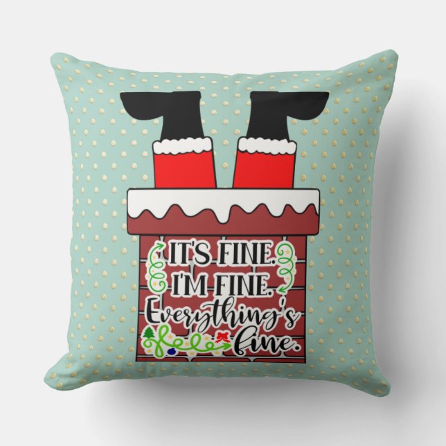 Funny Santa Stuck in Chimney Christmas Humor Throw Pillow (Front)