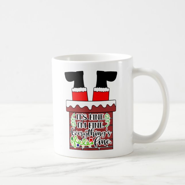 Funny Santa Stuck in Chimney Christmas Humour Coffee Mug (Right)
