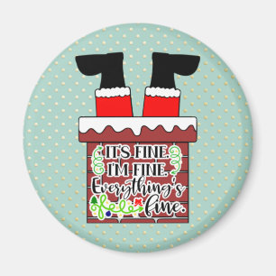 Funny Santa Stuck in Chimney Christmas Humour Magnet