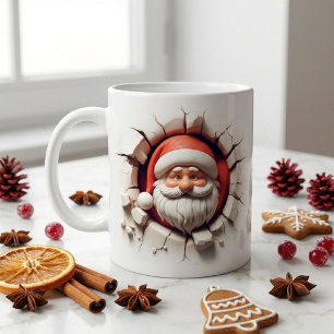 Funny Santa Stuck in Wall 3D Coffee Mug