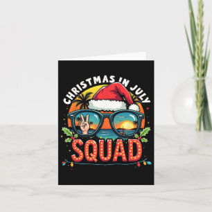 Funny Santa Summer Reindeers Christmas In July Squ Card