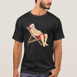 Funny Santa Sunbathing Red Mankini Cool Beach Summ T-Shirt