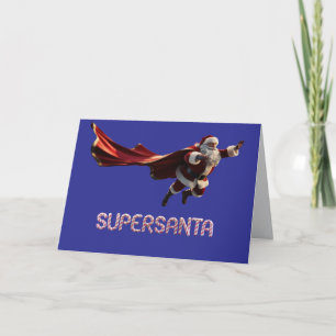 Funny Santa Superhero Christmas Card