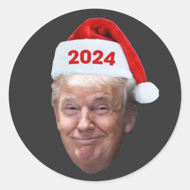Funny Santa Trump 2024 Christmas Trump Lovers Gift Classic Round Sticker (Front)