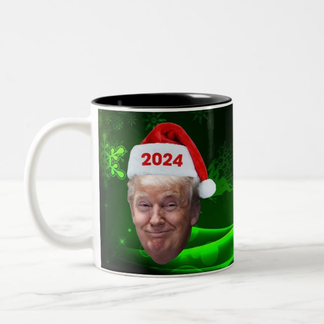 Funny Santa Trump 2024 Christmas Trump Lovers Gift Two-Tone Coffee Mug (Left)